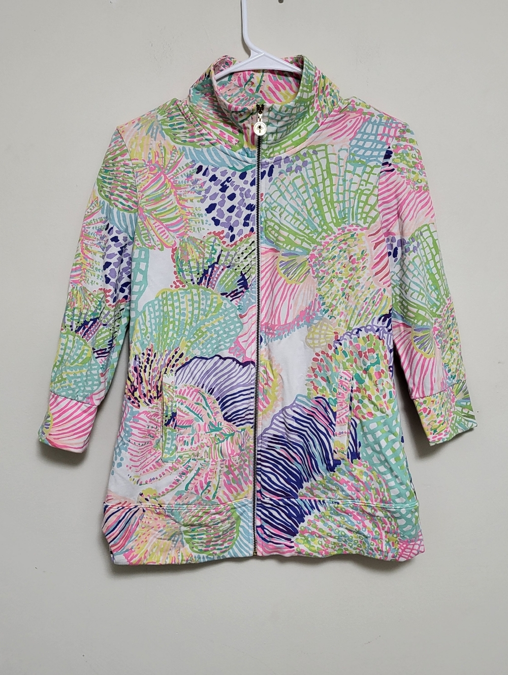 Lilly Pulitzer Reagan Zip-Up jacket Roar of the Seas XS Athleisure Preppy Tennis